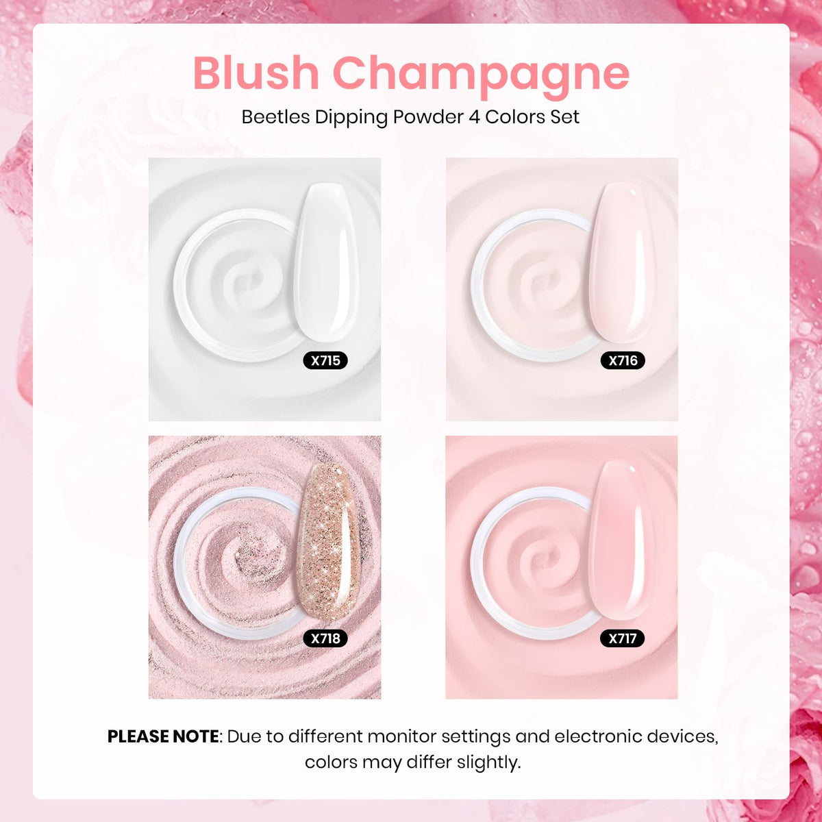 Beetles Dip Powder white shade, clean, bright finish ideal for classic French or minimalist nails.