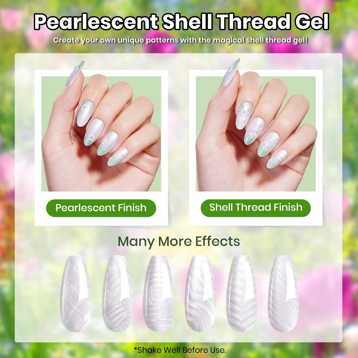 Beetles Dried Flower accents add delicate texture to nail art