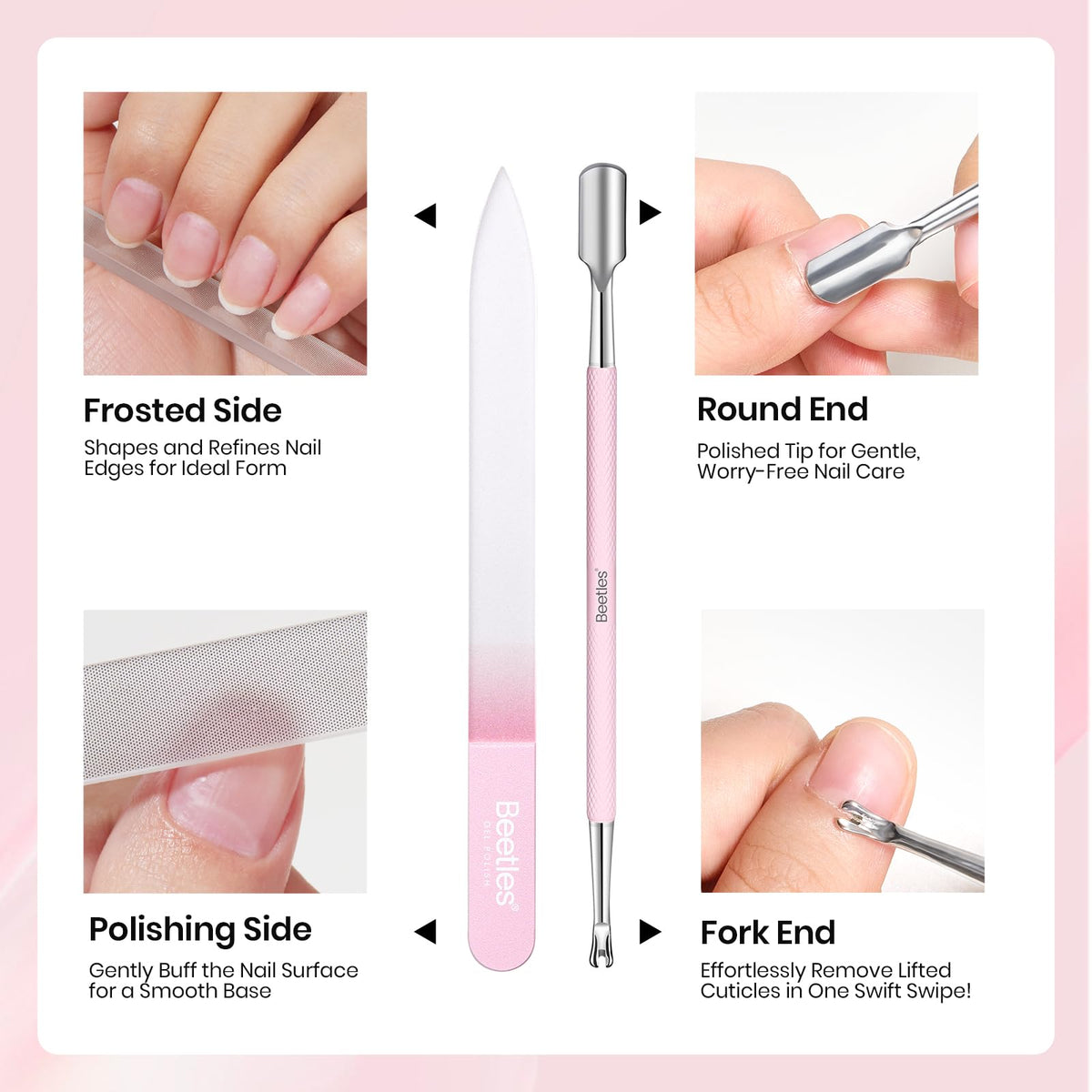 Beetles Dual-Ended Cuticle Pusher gentle pushing and lifting cuticles