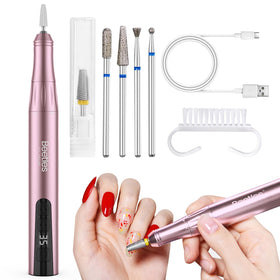 Beetles cordless electric nail drill in rose gold for precise at-home manicures.
