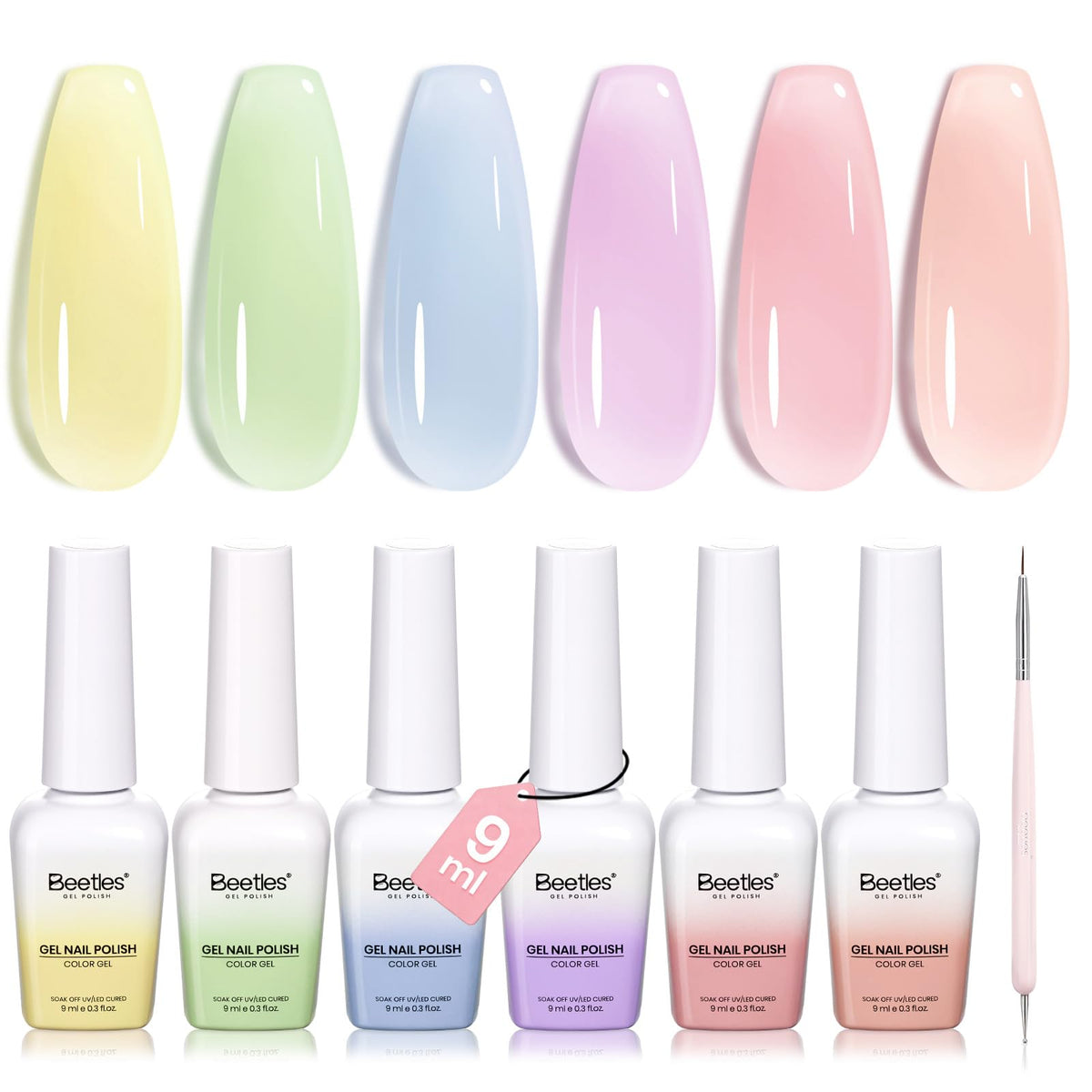 Beetles Fruity Milk Jelly color card display for easy shade planning.