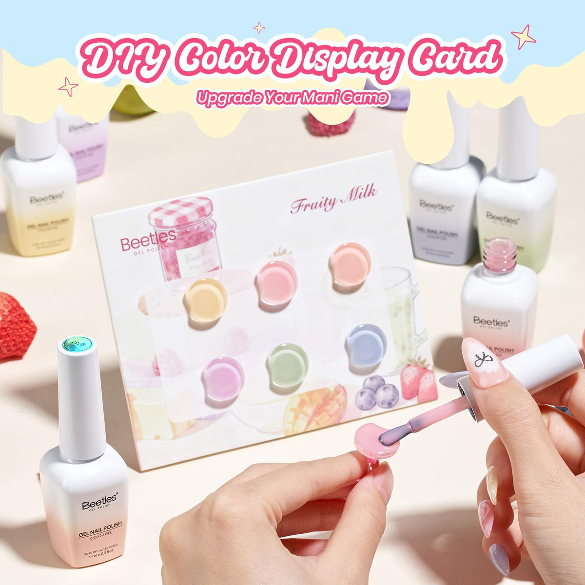 Beetles Fruity Milk Jelly hanging charm adds playful nail art flair.