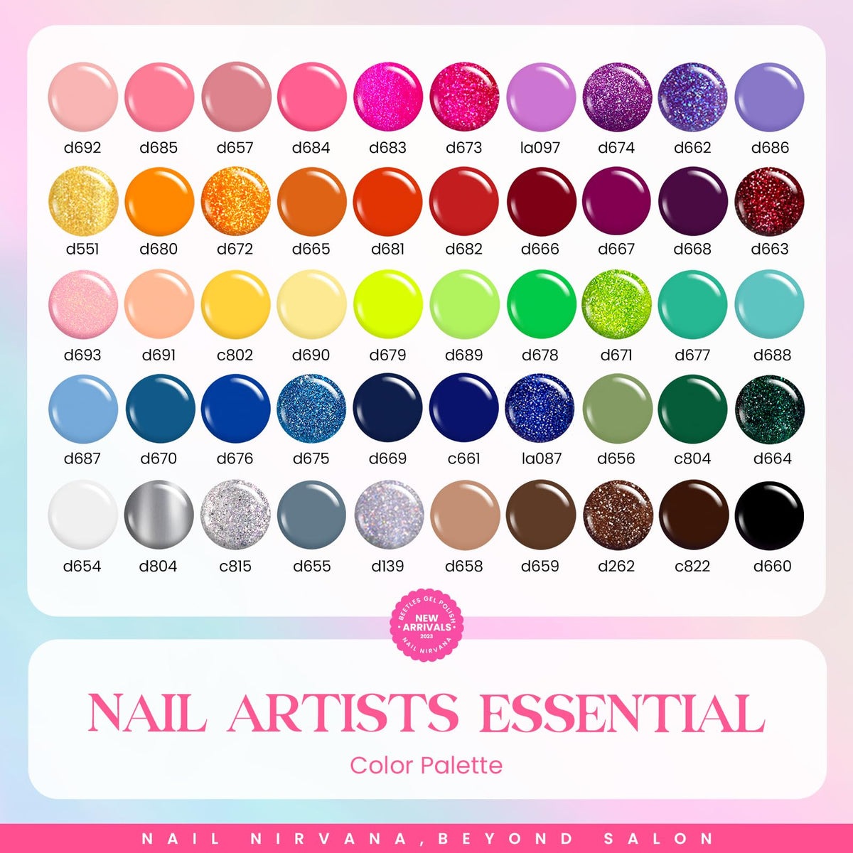 Beetles Gel Liner Set color palette with 50 shades for creativity