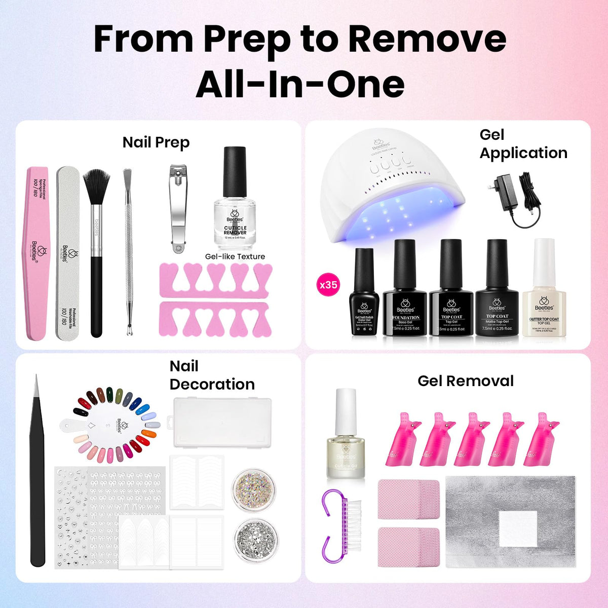 Beetles Gel Nail Kit base coat for strong adhesion and durable polish