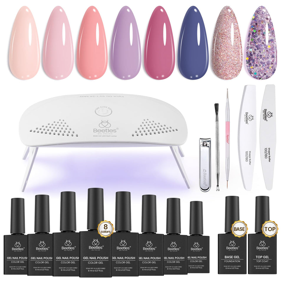 Beetles Gel Nail Polish Kit pink nude colors for elegant at home manicures