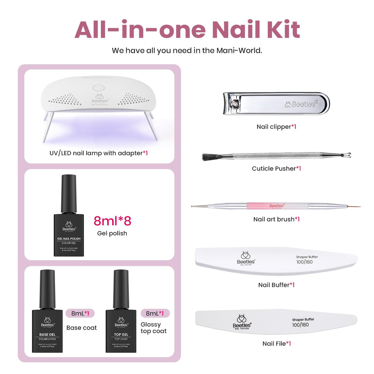Beetles Gel Nail Polish Kit purple nails for bold DIY artistry