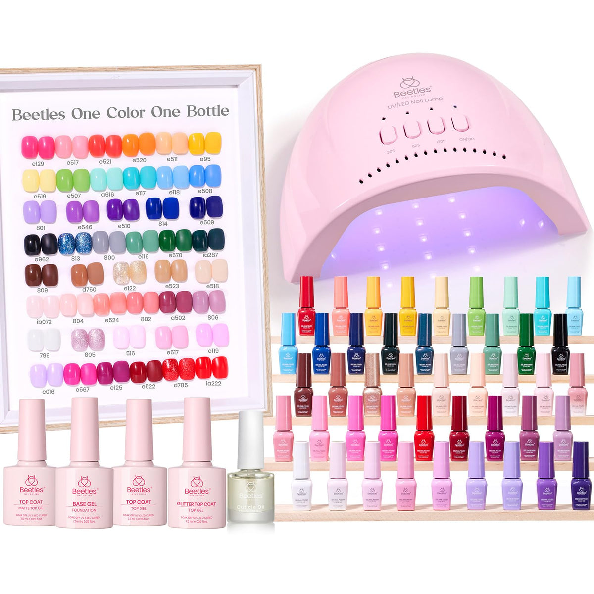 Beetles gel nail polish kit with UV light offers salon-grade at-home manicures.