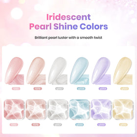 Beetles Gel Nail Polish Pearlescent Pastels create reflective cat-eye swirls.