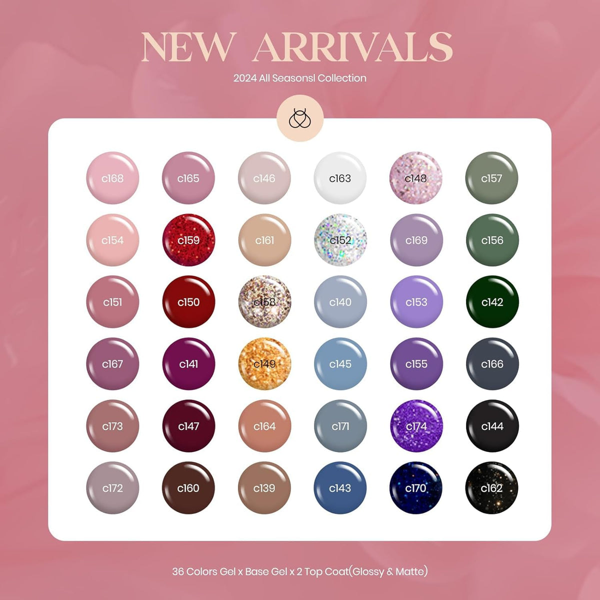 Beetles Gel Nail Polish Set 36 Colors swatches reveal smooth, pigmented coverage.