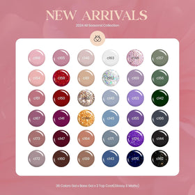 Beetles Gel Nail Polish Set 36 Colors swatches reveal smooth, pigmented coverage.