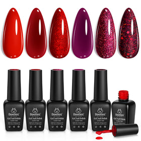 Beetles gel polish set Poinsettia gift box with six shades for festive nails