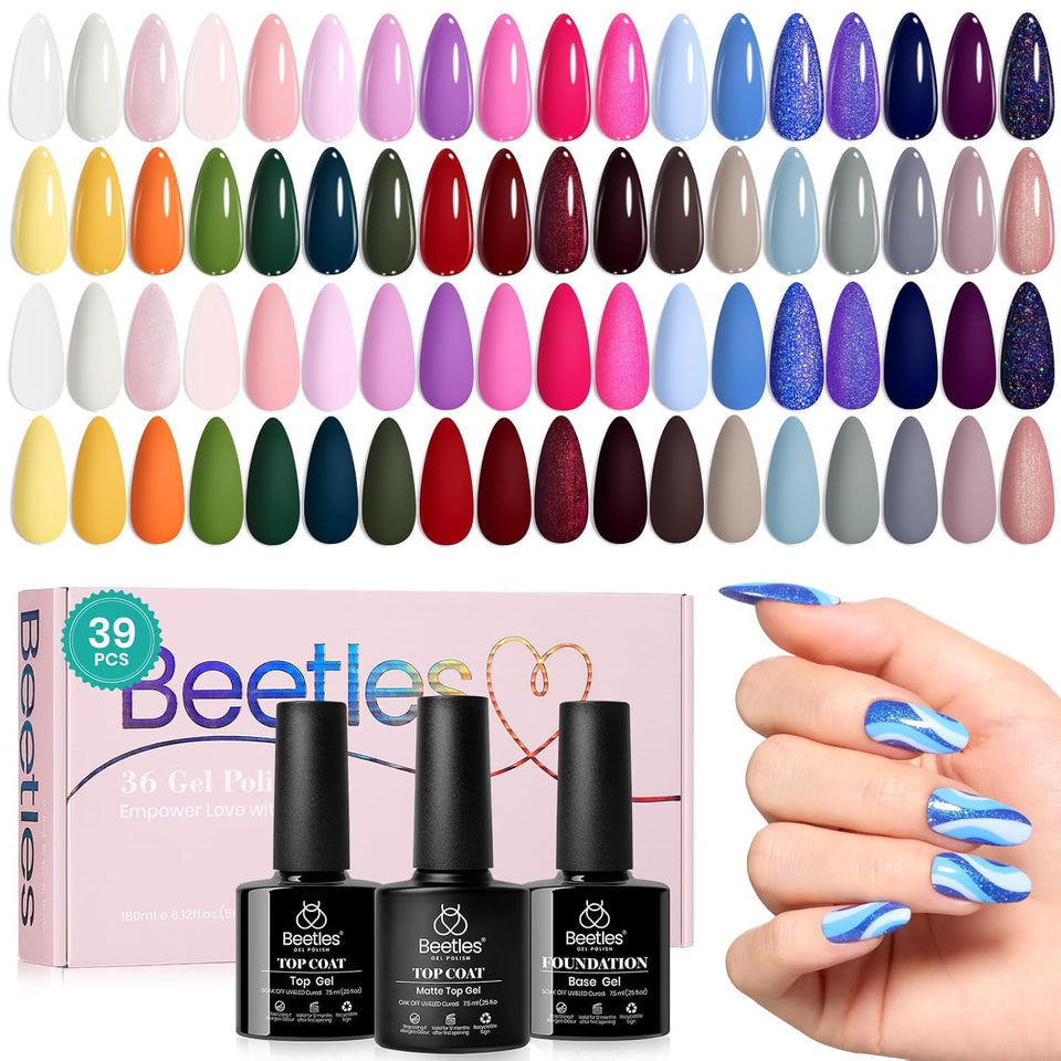Beetles Gel Polish 36 color palette for versatile at-home nails.