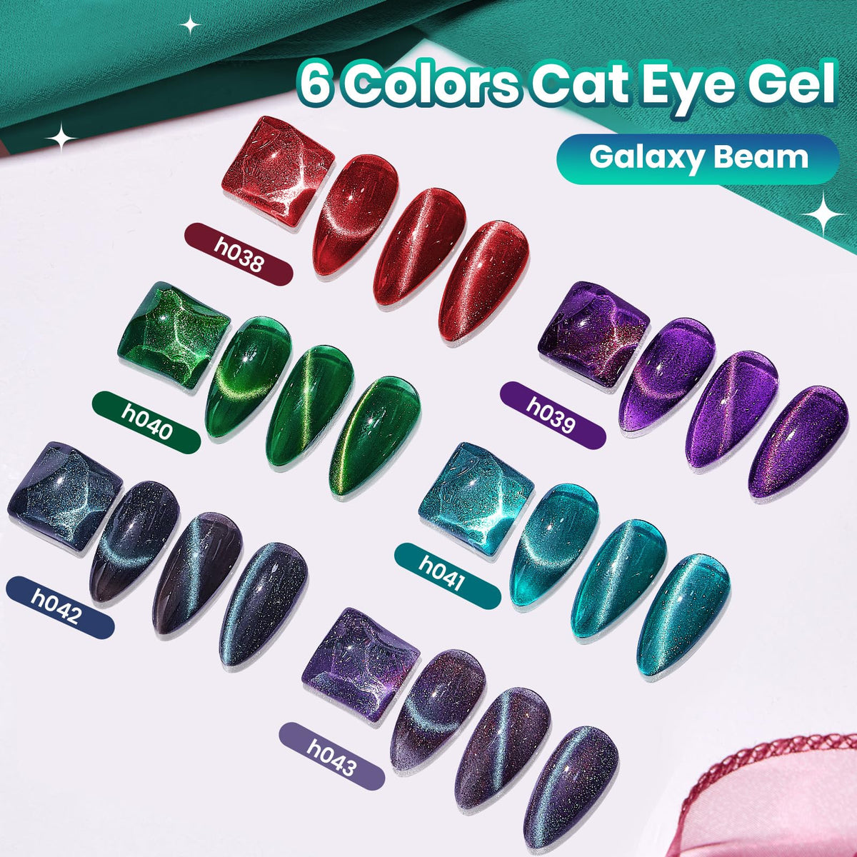 Beetles Galaxy Beam blue cat eye gel polish for cool, shifting glow.