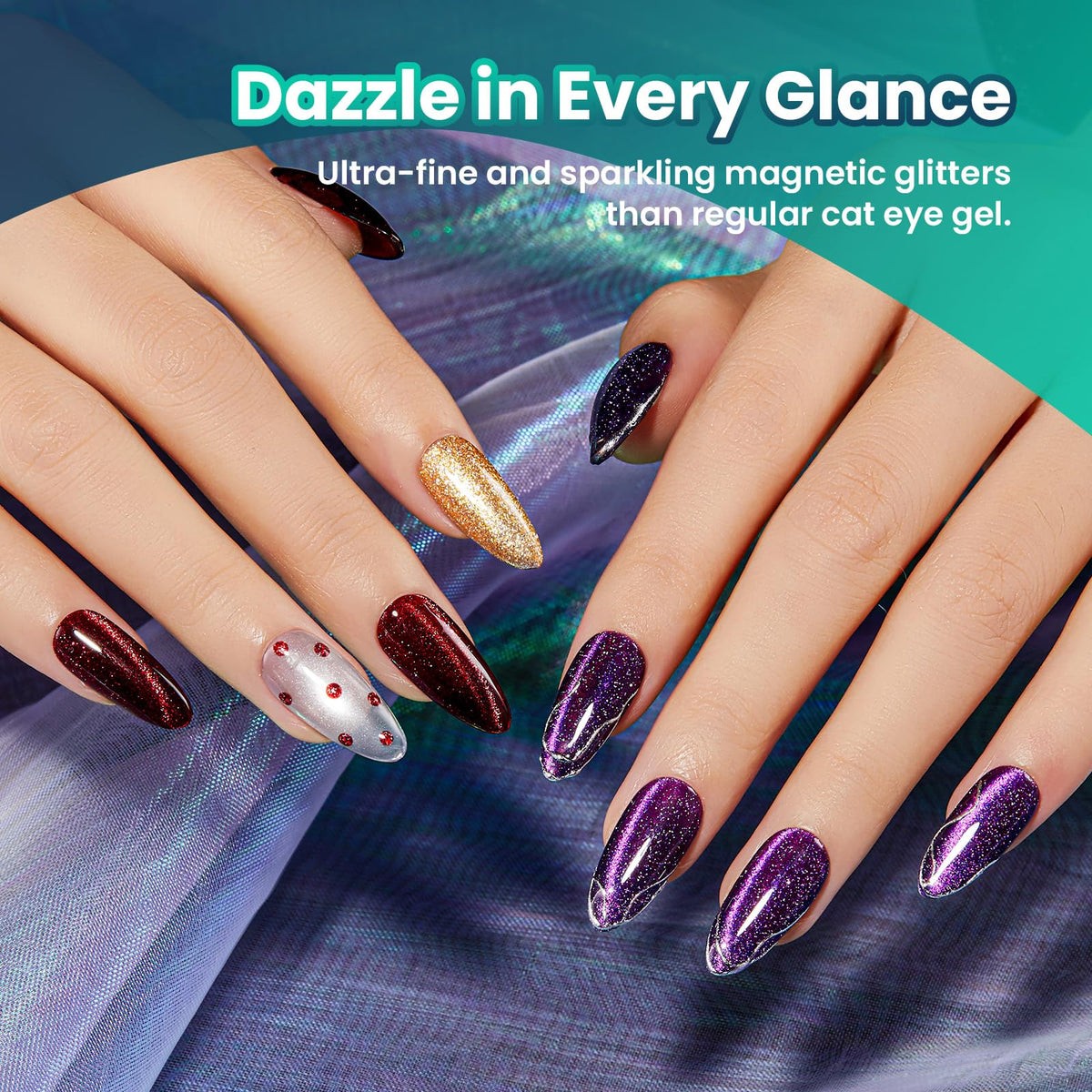 Beetles Galaxy Beam purple cat eye gel polish with cosmic depth.