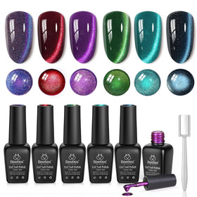 Beetles Galaxy Beam red cat eye gel polish for bold, magnetic shine.