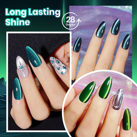 Beetles Galaxy Beam teal cat eye gel polish adds oceanic sparkle.