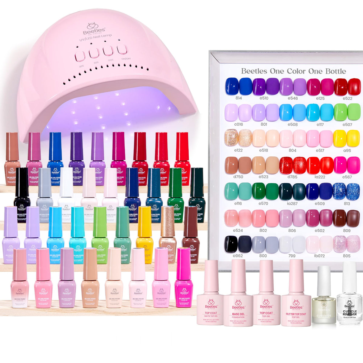 Beetles Gel Polish Kit with 35 colors for quick at-home manicures.