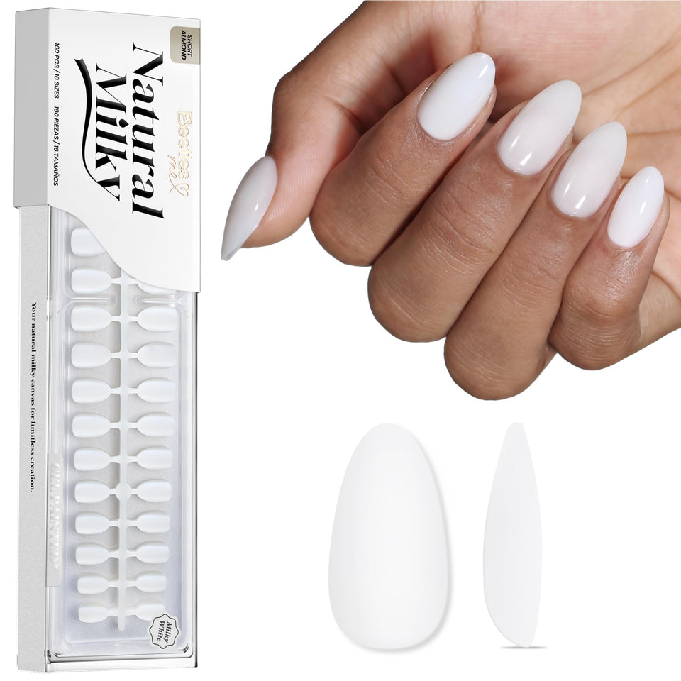 Beetles Gel Polish milky-white press-on nails full set for quick at-home salon-ready nails