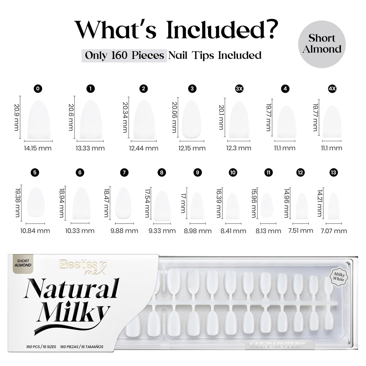Beetles Gel Polish milky-white press-on nails offer 30+ days of glossy wear