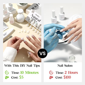 Beetles Gel Polish milky-white press-on nails come pre-colored with full-cover tips