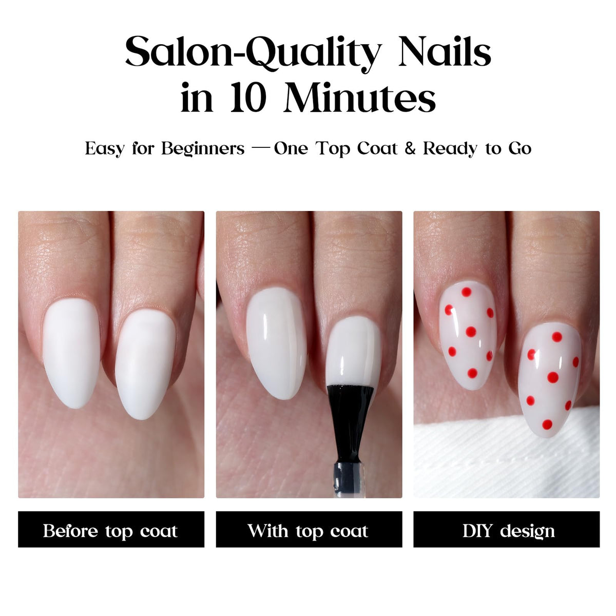 Beetles Gel Polish milky-white press-on nails in short almond shape for natural-looking overlay