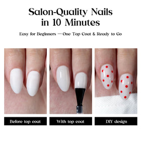 Beetles Gel Polish milky-white press-on nails in short almond shape for natural-looking overlay
