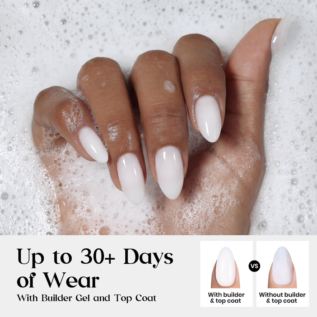 Beetles Gel Polish milky-white press-on nails ready for top coat enhance shine
