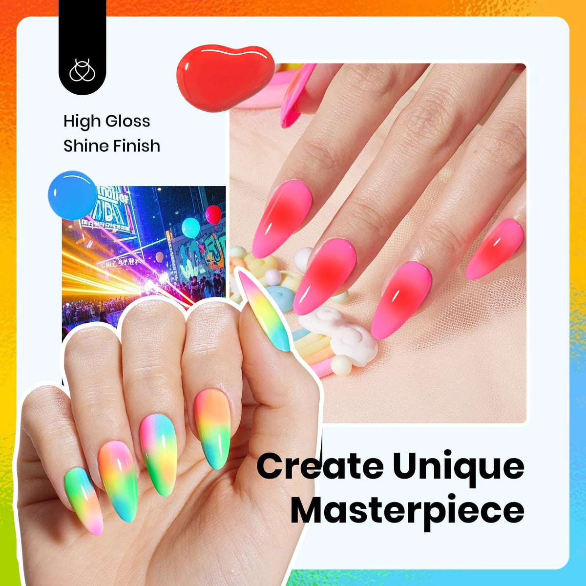 Beetles Gel Polish Neon Orange Bottle for vivid durable shine