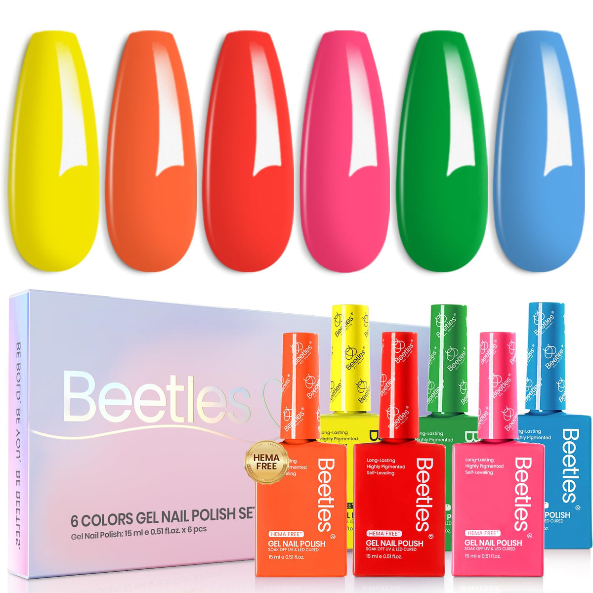 Beetles Gel Polish Neon Pink Bottle for vibrant long lasting color