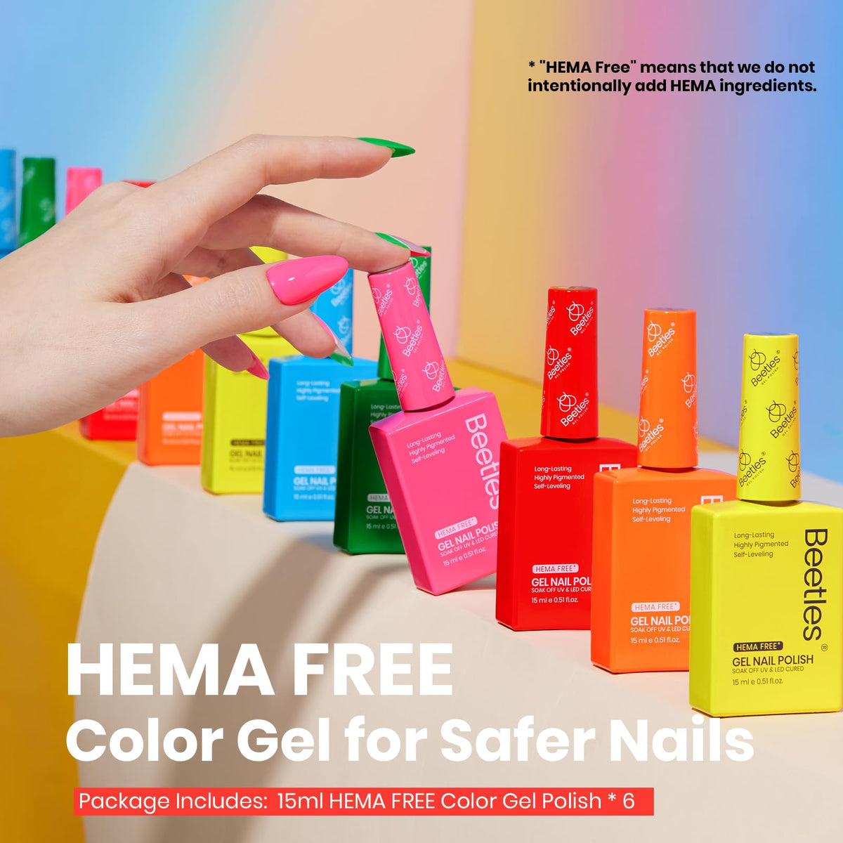 Beetles Gel Polish Neon Yellow Bottle for bright safe manicure