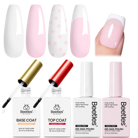 Beetles Petal Ivory gel polish bottle shows soft pastel pink for French nails