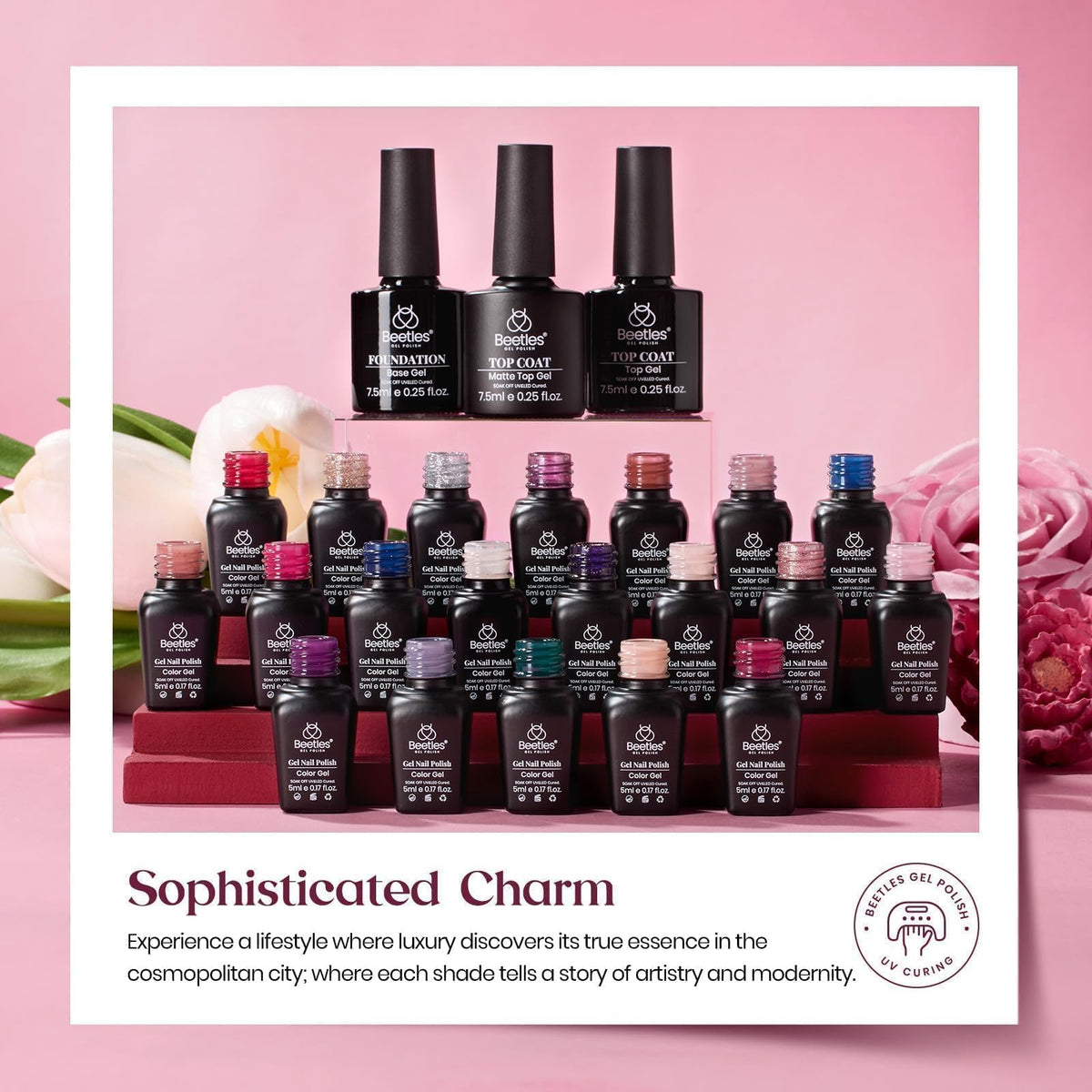 Beetles Gel Polish Set red glitter shades for bold accents