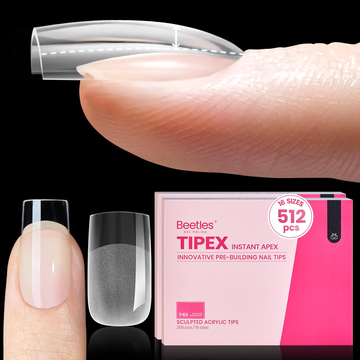Beetles Tipex Instant Apex Nail Tips showing quick, precise extensions