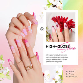 Beetles Gel Polish top coat gloss and matte for finishing options.