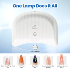 Beetles gel polish lamp supports base coat, color, and top coat curing