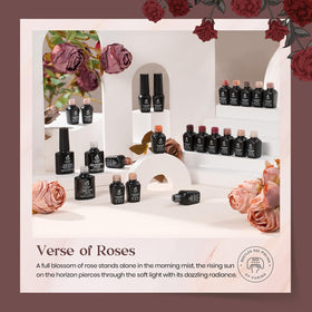 Beetles Verse of Roses gold glitter accents add festive flair to nails.