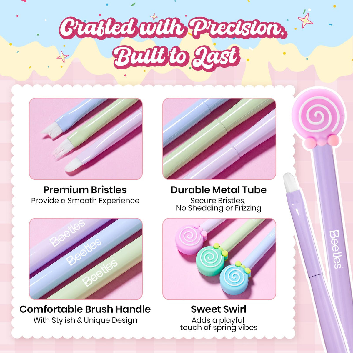 Beetles gradient brush enables smooth gradient transitions on nails.