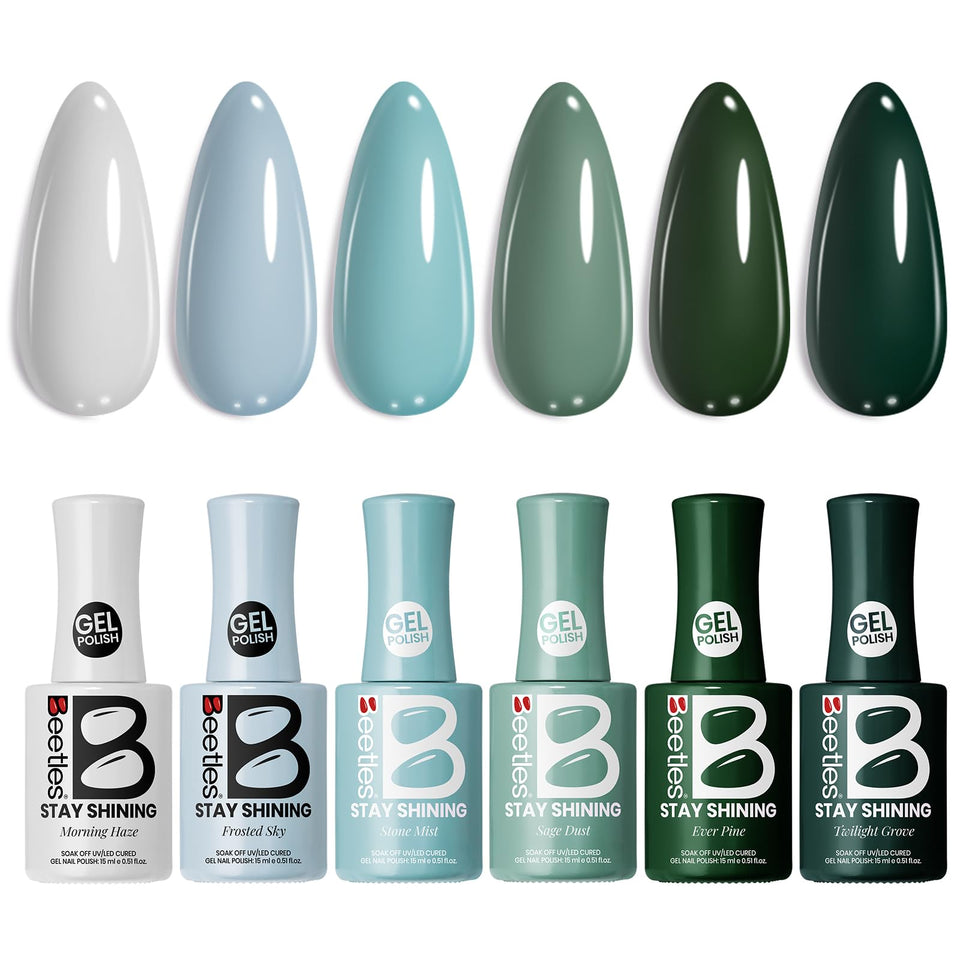 Beetles Green Gel Polish Forest Fog bottle highlights rich forest green shade for quick color ID