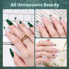 Beetles Green Gel Polish Gray bottle for sophisticated minimalist nails