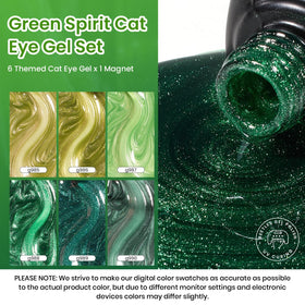 Beetles Green Spirit Emerald Cat Eye Polish with glitter finish for vibrant party nails.