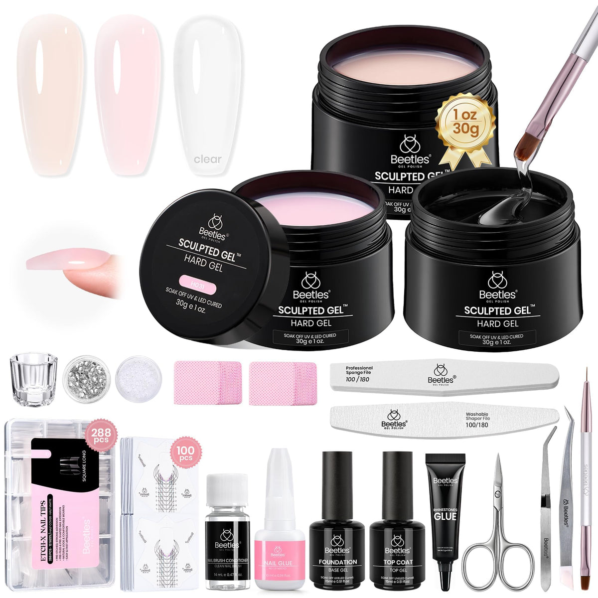 Beetles Hard Gel Kit main setup for versatile nail extensions and sculpting.