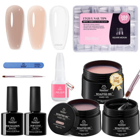 Beetles hard gel nails kit with three colors for versatile nail extensions.