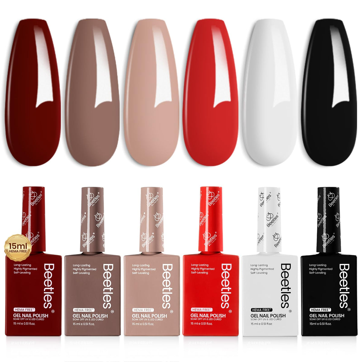 Beetles HEMA-FREE gel polish set—six-color collection for versatile nail art