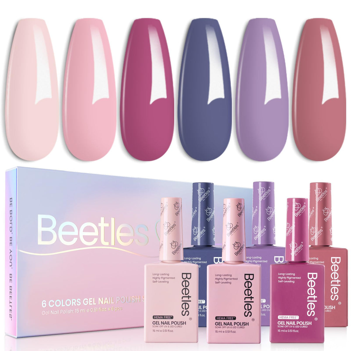 Beetles HEMA-free gel polish set color bottles shown for quick manicure inspiration