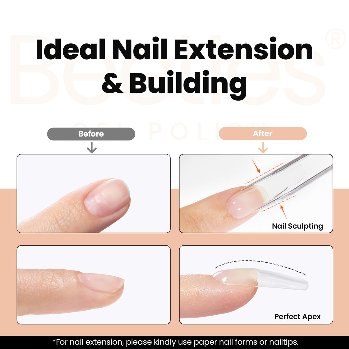 Beetles high-gloss finish image hints long-lasting salon-quality shine.