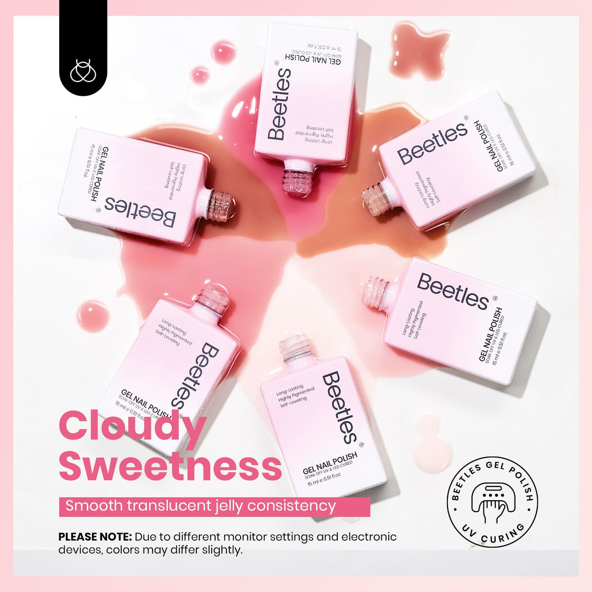 Beetles Jelly Gel glassy finish on nails hints at long-lasting color with proper prep.