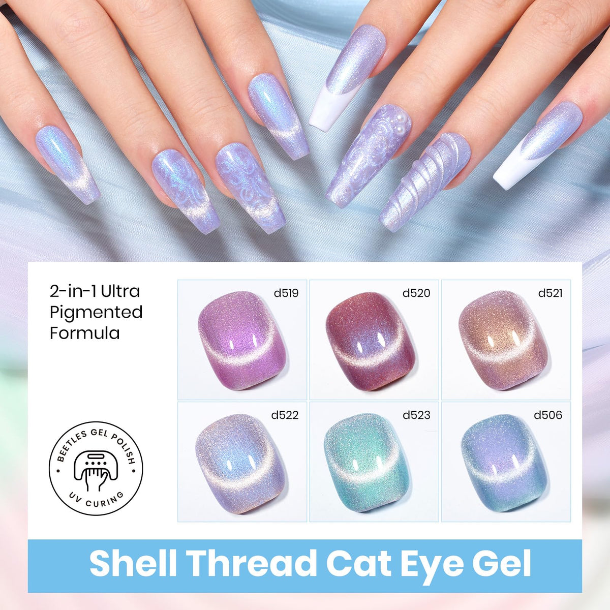 Beetles magnetic tool demonstrates cat eye effect on nails.