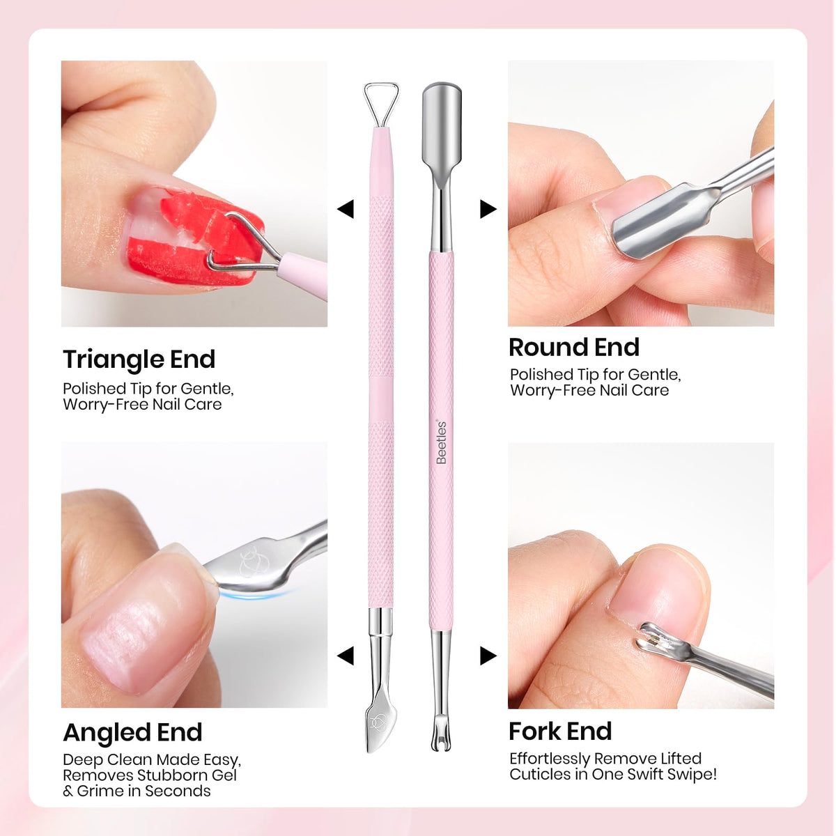 Beetles pushers triangle/angled end for deep cleaning
