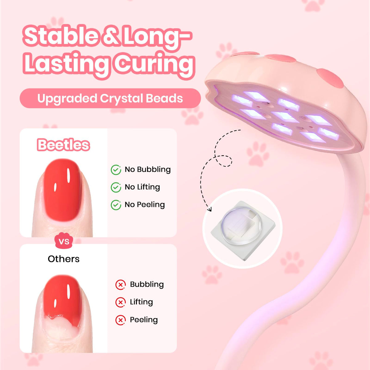 Cat paw design adds playful style to your nail setup.
