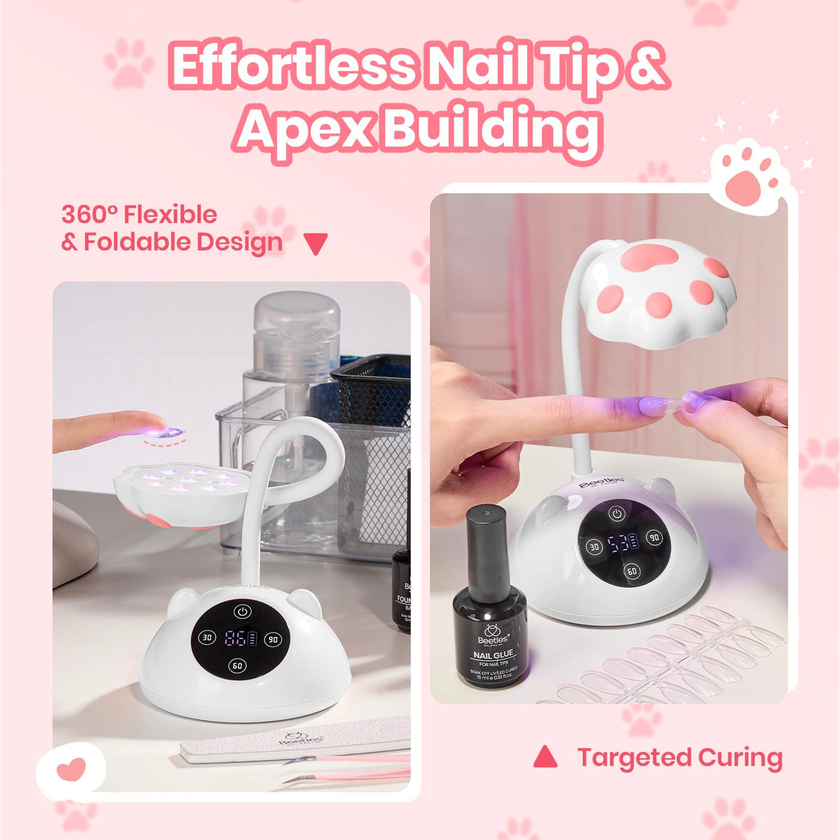 Meowgic MilkKitty mini LED nail light is compact for quick sessions.
